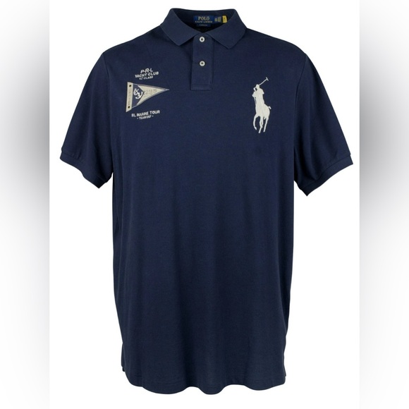 NEW Size XXL Mens POLO RALPH LAUREN Mesh Polo Shirt Big Pony Marine Navy $125 - Picture 5 of 8